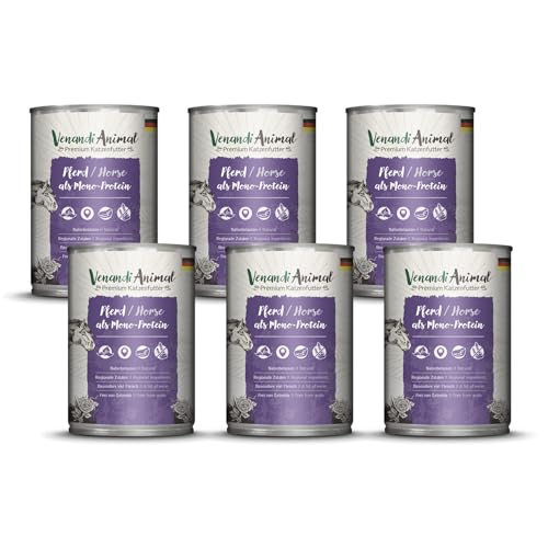 Venandi Animal - Premium Nassfutter für Katzen - Pferd als Monoprotein 6er Pack (6 x 400 g), getreidefrei, Monoprotein von Venandi Animal