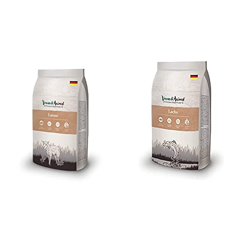 Venandi Animal Premium Trockenfutter für Katzen, Lamm, getreidefrei mit viel frischem Fleisch, 1.5 kg & Premium Trockenfutter für Katzen, Lachs, getreidefrei mit viel frischem Lachs, 1.5 kg von VenandiAnimal