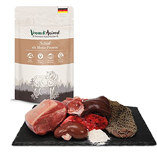 Venandi Animal Katzenfutter Nass | 100% frisches Fleisch | Single Protein: auch für Katzen mit empfindlichem Magen geeignet (Schaf, 12 x 125g) von VenandiAnimal