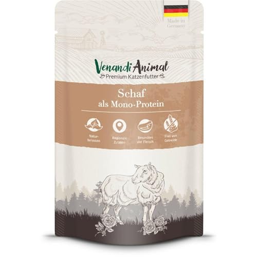 Venandi Animal Katzenfutter Nass | 100% frisches Fleisch | Single Protein: auch für Katzen mit empfindlichem Magen geeignet (Schaf, 12 x 125g) von VenandiAnimal