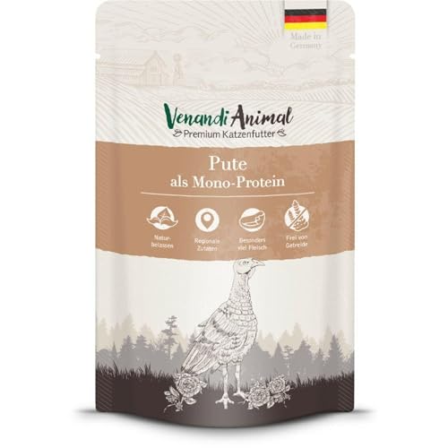 Venandi Animal – Premium Katzenfutter – Pute als Monoprotein Nassfutter, getreidefrei und naturbelassen, 1er Pack (1 x 125g) von VenandiAnimal