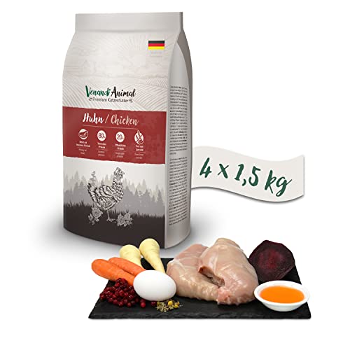 Venandi Animal Premium Trockenfutter für Katzen, Huhn 4 x 1.5 kg, getreidefrei mit viel frischem Fleisch, 6 kg von VenandiAnimal