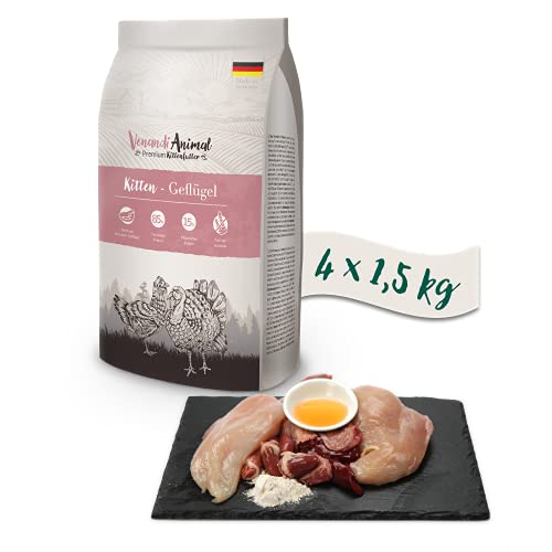 Venandi Animal Premium Trockenfutter für Katzen, Kitten 4 x 1,5 kg, getreidefrei mit viel frischem Fleisch, 1.5 kg von VenandiAnimal