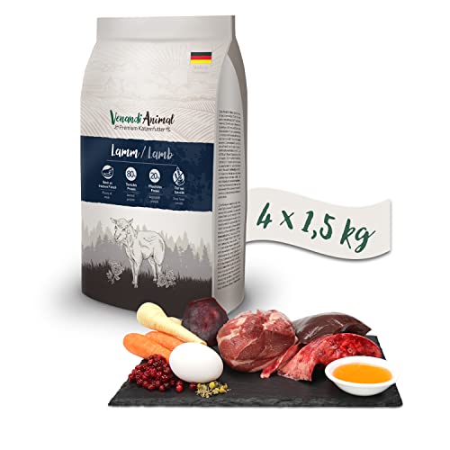 Venandi Animal Premium Trockenfutter für Katzen, Lamm 4 x 1.5 kg, getreidefrei mit viel frischem Fleisch, 6 kg von VenandiAnimal