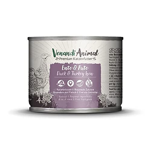 Venandi - Premium Nassfutter für Katzen - Ente Und Pute, 1 x 200g 1er Pack, Getreidefrei mit Extra Viel Fleisch von VenandiAnimal