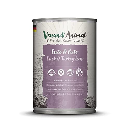 Venandi - Premium Nassfutter für Katzen - Ente Und Pute, 1 x 400g 1er Pack, Getreidefrei mit Extra Viel Fleisch von VenandiAnimal