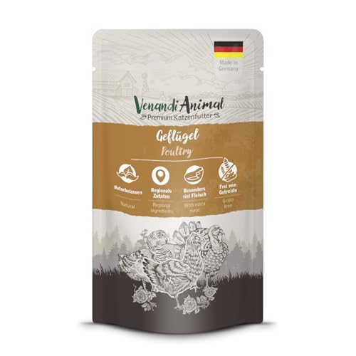 Venandi - Premium Nassfutter für Katzen - Geflügel, 1 x 125g (1er Pack), getreidefrei mit extra viel Fleisch von VenandiAnimal