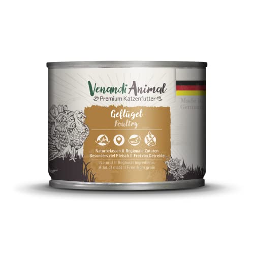 Venandi - Premium Nassfutter für Katzen - Geflügel, 1 x 200g (1er Pack), getreidefrei mit extra viel Fleisch von VenandiAnimal