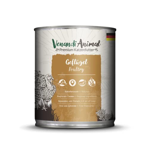 Venandi - Premium Nassfutter für Katzen - Geflügel, 1 x 800g (1er Pack), getreidefrei mit extra viel Fleisch von VenandiAnimal