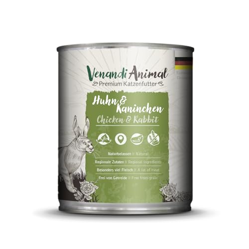 Venandi - Premium Nassfutter für Katzen - Huhn Und Kaninchen 1 x 800g 1er Pack, Getreidefrei mit Extra Viel Fleisch von VenandiAnimal