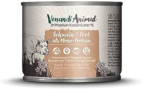 Venandi - Premium Nassfutter für Katzen - Schwein als Monoprotein, 1 x 200g 1er Pack, Getreidefrei mit Extra Viel Fleisch von VenandiAnimal