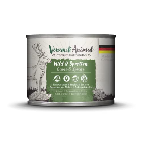 Venandi - Premium Nassfutter für Katzen - Wild und Sprotten, 1 x 200g (1er Pack), getreidefrei mit extra viel Fleisch von VenandiAnimal