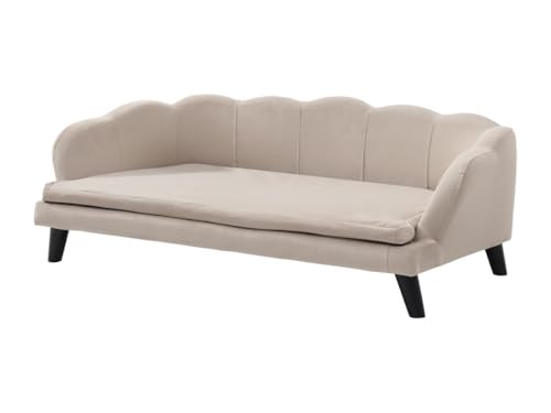 Vente-unique-Tiersofa - 97 x 59 x 35 cm - Samt & Holzgestell - Beige - PARUPA von Vente-unique