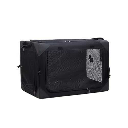 Hundebox Faltbare Transportbox für Reise&Auto: Oxford Stoff Hundetransportbox Hundetasche Katzentransportbox für Hunde und Katzen mit 4 seitigem Netz M 66 * 45 * 45 (Schwarz, L：81x59x59cm) von Ventouse