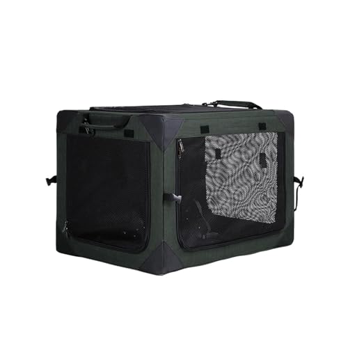 Hundebox Faltbare Transportbox für Reise&Auto: Oxford Stoff Hundetransportbox Hundetasche Katzentransportbox für Hunde und Katzen mit 4 seitigem Netz M 66 * 45 * 45 (olivgrün, L：81x59x59cm) von Ventouse