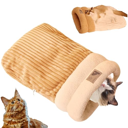 Ventouse Katzenschlafsack Cat Sleeping Bag für Winter: Weiche und Warme Kuschelhöhle Katze für Katzen und kleine Hunde bis 16 Pfund 360° Warm Katze Schlafsack Katzenbett im kalten Winter (Braun) von Ventouse