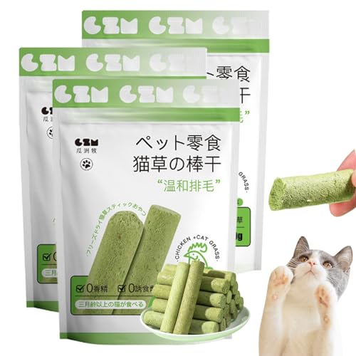 Venyieys Cat Grass Teething Sticks, Cat Grass Chew Sticks, Cat Teeth Cleaning Cat Grass Stick, Natural Grass Molar Rod for Cat, Cat Grass Teething Sticks for Indoor Cats for Hairball Removal (3 Bag) von Venyieys