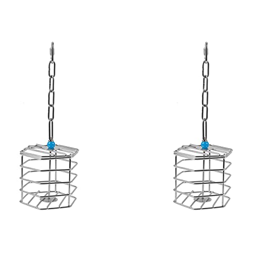 Verasail 2X Haustier Papagei Hörnchen Fett Edelstahl Lebensmittel Hängen Käfig Futter Suche Spielzeug Ara Kakadu Jagd Feeder Unterhaltung Spielzeug von Verasail