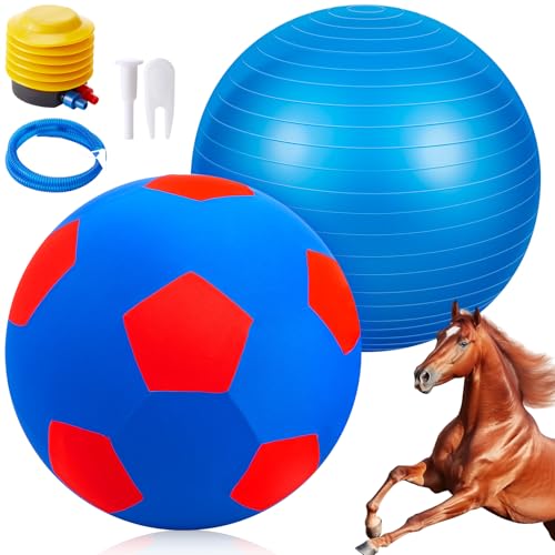 VercanMonth Riesiger Herding Ball mit Ballabdeckung, Pferde-Spielzeug für Pferde, Stall, Unterhaltung, Spielen, siehe Video zum Aufblasen, Pumpe im Lieferumfang enthalten (101,6 cm, blau) von VercanMonth