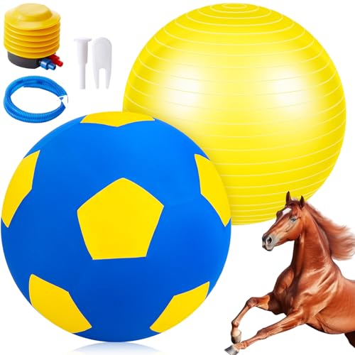 VercanMonth Riesiger Herding Ball mit Ballabdeckung, Pferde-Spielzeug für Pferde, Stall, Unterhaltung, Spielen, Pumpe im Lieferumfang enthalten (Gelb, 101,6 cm) von VercanMonth