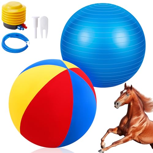 VercanMonth Riesiger Herding Ball mit Kugelabdeckung, 101,6 cm, bitte beobachten Sie Videorekorder zum Aufblasen von Pferden, Stall, Unterhaltung, Spielen, Pumpe im Lieferumfang enthalten (Gelb, Rot, von VercanMonth