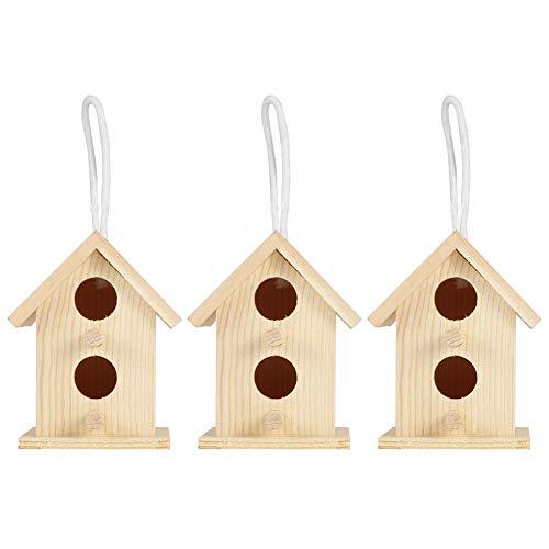 Birds Supplies innovatives Vogelhaus aus Holz, für den Außenbereich, Nistkäfig, Ornament für Gartendekoration, 3 Stück von Verdant Touch