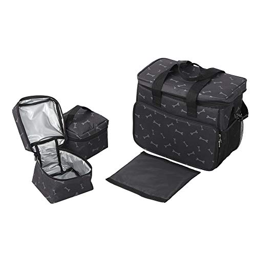 Haustier-Reise-Set, multifunktionale Haustier-Reisetasche, große Kapazität, tragbare Tasche, Aufbewahrungs-Organizer-Set für Katzen und Hunde von Verdant Touch