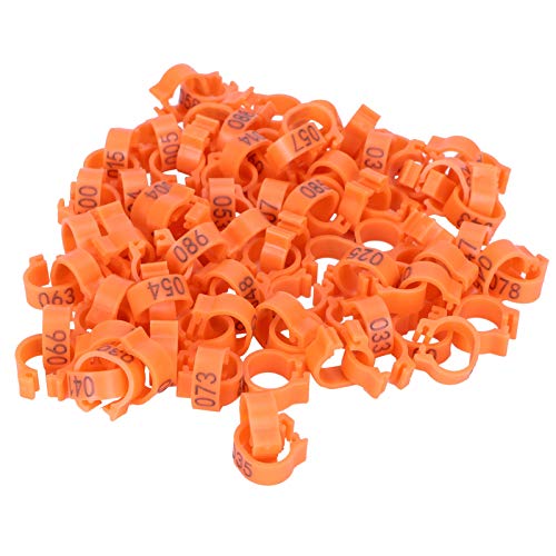 Vogel Clip Ring 100pcs Vögel Fuß Ringe Nummer Identifikation Tauben Bein Bands Geflügel Clip Ring Orange von Verdant Touch