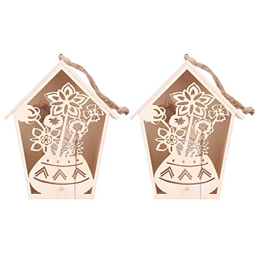 Vogelhaus Vogelkäfig 2Pcs Vogelhaus mit warmem Licht Hohl Blumen Muster Vogelkäfig Ornament Anhänger von Verdant Touch