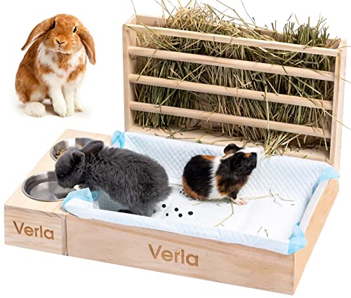 Verla 3-in-1 Heu-Futterstation für Kaninchen und Meerschweinchen – sicher, gesund und einfach zu montieren von Verla