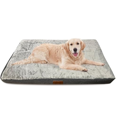 Versapet Hundebett Grosse Hunde, Hundekissen waschbar rutschfeste Haustier-Schlafmatte für große, mittlere und kleine Hunderassen, 90 x 70 x 8 cm, Grau von Versapet