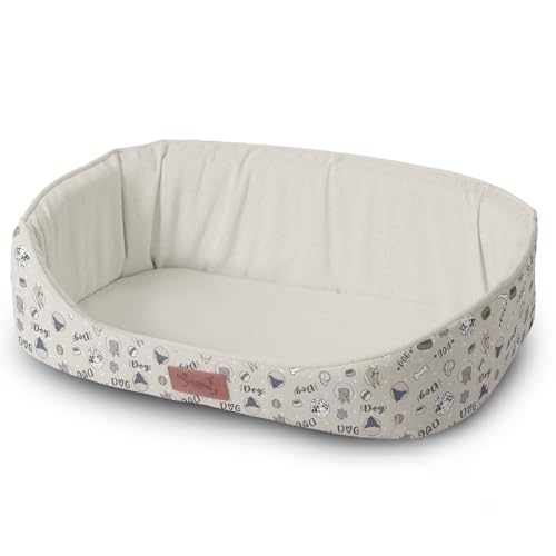 Versapet Hundebett Grosse Hunde, Hundekorb waschbar, mit Anti-Rutsch-Boden PlüSch Hundekorb für Grosse Hunde und Katzen, 66x49x18 cm, Beige von Versapet