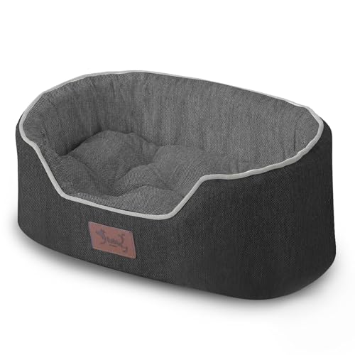 Versapet Hundebett Grosse Hunde, Hundekorb waschbar, mit Anti-Rutsch-Boden PlüSch Hundekorb für Grosse Hunde und Katzen, 66x49x20 cm, Schwarz von Versapet