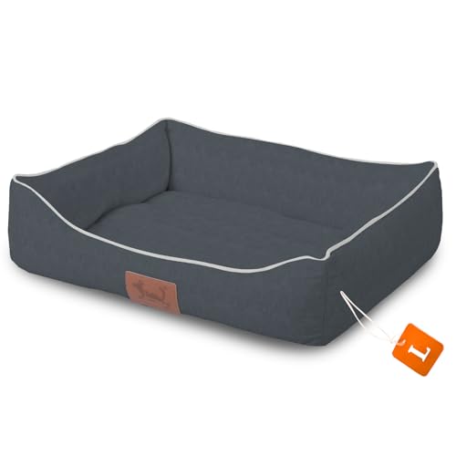 Versapet Hundebett Grosse Hunde, Hundekorb waschbar, mit Anti-Rutsch-Boden PlüSch Hundekorb für Grosse Hunde und Katzen, 74x55x18 cm, Blau von Versapet