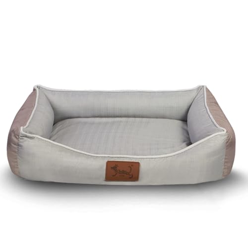 Versapet Hundebett Grosse Hunde, Hundekorb waschbar, mit Anti-Rutsch-Boden PlüSch Hundekorb für Grosse Hunde und Katzen, 80x60x20 cm, Grau von Versapet