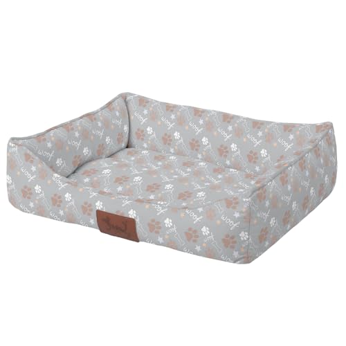 Versapet Hundebett Grosse Hunde, Hundekorb waschbar, mit Anti-Rutsch-Boden PlüSch Hundekorb für Grosse Hunde und Katzen, 88 * 66 * 20 cm, Grau von Versapet