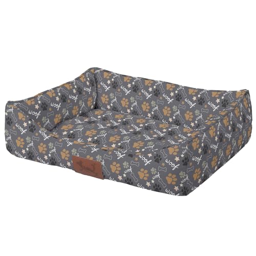 Versapet Hundebett Grosse Hunde, Hundekorb waschbar, mit Anti-Rutsch-Boden PlüSch Hundekorb für Grosse Hunde und Katzen, 88 * 66 * 20 cm, Grau von Versapet