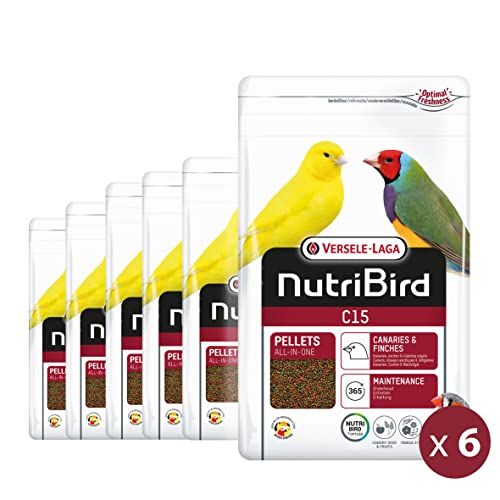 VERSELE-LAGA - NutriBird C15 – Extrudiertes Granulat – Pflegefutter für Kanarienvögel, exotische und indigene Vögel – 6 x 1 kg von Versele-Laga