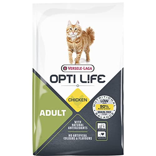 Versele-Laga - Trockenfutter Katzen Opti Life Adult - Futter für Erwachsene Katzen - Ohne Getreide - Mit Huhn - 7,5kg von Versele-Laga