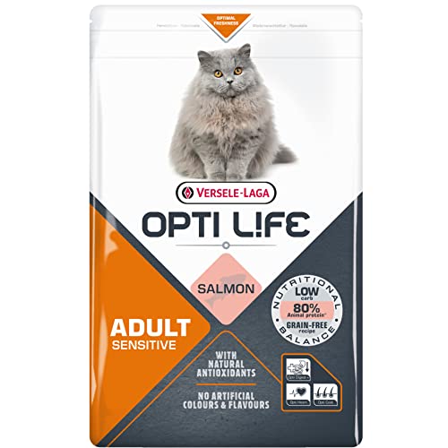 Versele-Laga - Trockenfutter Katzen Opti Life Sensitive - Futter für Erwachsene Katzen ohne Getreide - Mit Lachs - 2,5kg von Versele-Laga