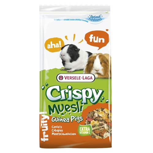 Versele-Laga Crispy Muesli Guinea Pigs | 1 kg | Ergänzungsfuttermittel für Meerschweinchen | Faserreiche Mischung zur Unterstützung der Zähne und Darmfunktion | Mit Vitamin C von Versele-Laga