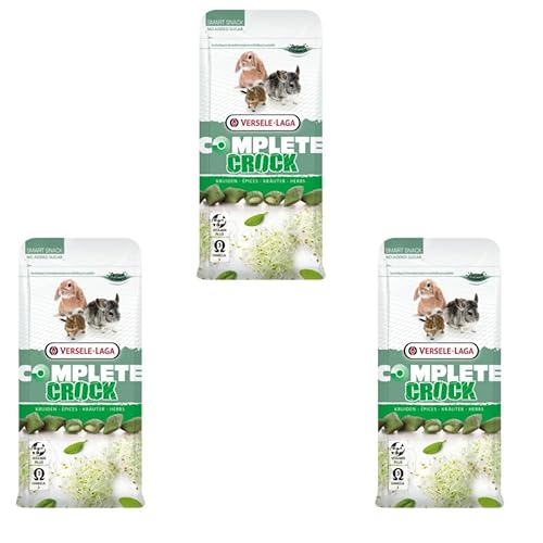 Versele-Laga Complete Crock Kräuter | 3er Pack | 3 x 50 g | Snack für Kaninchen und Nagetiere | Zarte Kräuterfüllung mit Luzerne | Leicht verdaulich und ohne Zuckerzusatz von Versele-Laga