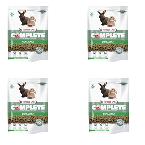 Versele-Laga Complete Cuni Adult | 4er Pack | 4 x 500 g | Alleinfuttermittel für ausgewachsene Kaninchen | Schmackhafte All-in-one Pellets | Mit Langen Fasern und Kräutern von Versele-Laga