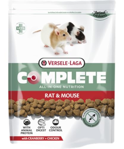 Versele-Laga Complete Rat & Mouse | 500 g | Alleinfuttermittel für Ratten und Mäuse | All-in-one-Extrudate | Angereichert mit Erbsen & Moosbeeren | Mit Huhn als tierischem Eiweiß von Versele-Laga