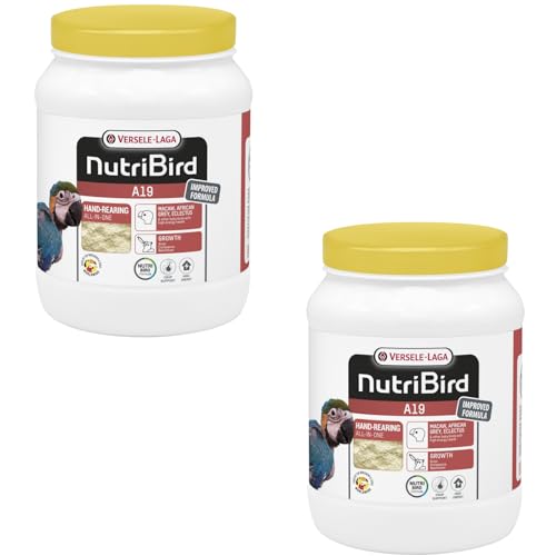 Versele-Laga NutriBird A19 | Doppelpack | 2 x 800 g | Handaufzuchtfutter für Aras, Graupapageien, Edelpapageien und andere Babyvögel mit hohem Energiebedarf | Ausgewogenes Futter von Versele-Laga