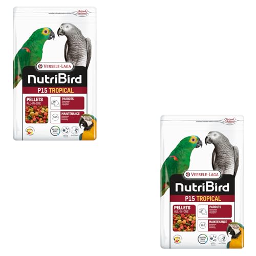 Versele-Laga NutriBird P15 Tropical | Doppelpack | 2 x 1 kg | Erhaltungsfutter für Papageien | Zur Unterstützung der Darmflora | Ausgewogenes Futter | Extrudierte Pellets von Versele-Laga