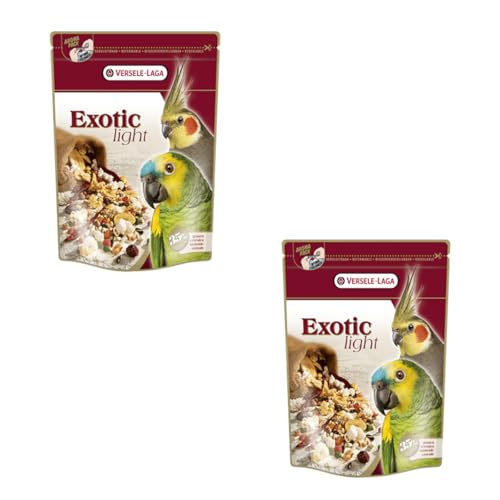 Versele-Laga Papageien Exotic Light | Doppelpack | 2 x 750 g | Für Großsittiche und Papageien | Mit 35% gepufften Getreidesorten, u. a. gepuffter Mais und gepuffter Weizen von Versele-Laga