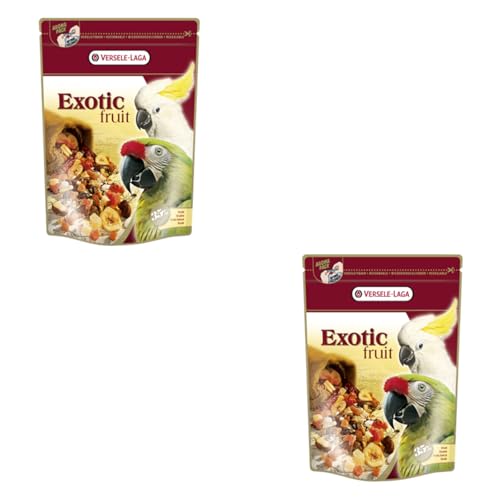 Versele-Laga Prestige Premium Papageien Exotic Fruit Mix | Doppelpack | 2 x 600 g | Leckerei für Papageien aus Samen, Getreide und Früchten | Enthält Papaya, Ananas und Aprikosen von Versele-Laga