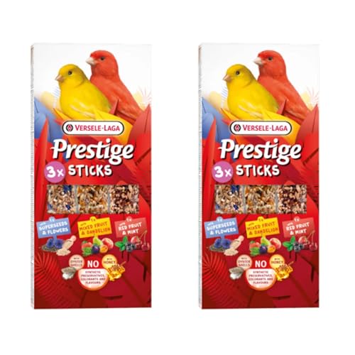 Versele-Laga Prestige Sticks Kanarien Triple Variety | Doppelpack | 2 x 90 g | Snack für Kanarienvögel | Ohne synthetische Konservierungsmittel, Farbstoffe oder Aromen von Versele-Laga