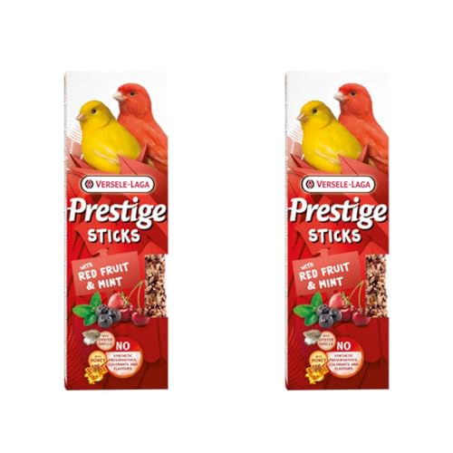 Versele-Laga Prestige Sticks Kanarien rote Früchte & Minze | Doppelpack | 2 x 60 g | Snack für Kanarienvögel | Ohne synthetische Konservierungsmittel, Farbstoffe oder Aromen von Versele-Laga